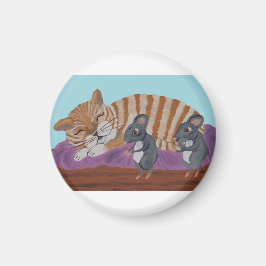 Sleeping Cat with Sneaky Mice マグネット