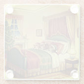 Sleeping Christmas Cats Glass Coaster ガラスコースター (裏面)