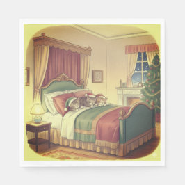 Sleeping Christmas Cats Napkins スタンダードランチョンナプキン
