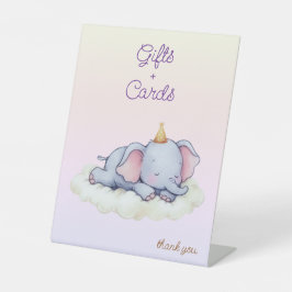 Sleeping Elephant Baby Shower Gifts & Cards Sign 台座サイン