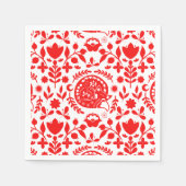 Sleeping Fox Folk Art スタンダードカクテルナプキン (正面)