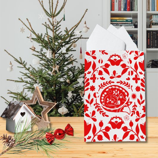 Sleeping Fox Folk Art Gift Bag ミディアムペーパーバッグ