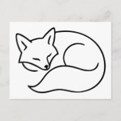 Sleeping Fox Illustration – Minimalist Line Art ポストカード (正面)