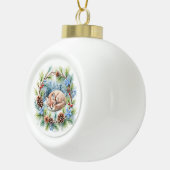 Sleeping Fox in Winter Wreath Holiday セラミックボールオーナメント (右)