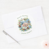 Sleeping Fox in Winter Wreath Holiday ラウンドシール (封筒)