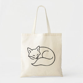 Sleeping Fox Line Art – Minimalist Woodland Animal トートバッグ