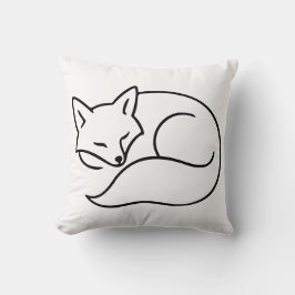 Sleeping Fox Line Art – Woodland Animal Design クッション