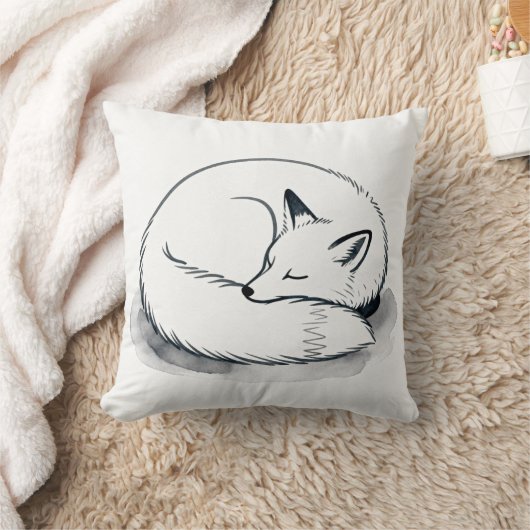 Sleeping Fox Throw Pillow | Cozy Animal Home Decor クッション (ブランケット)