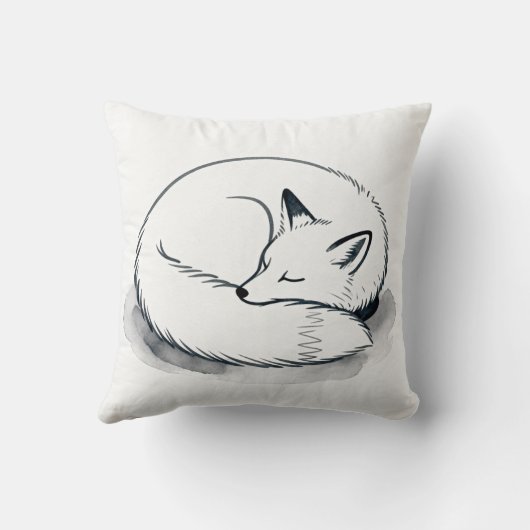 Sleeping Fox Throw Pillow | Cozy Animal Home Decor クッション (裏面)