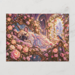 Sleeping Frenchie Rose Fairy Tale Scene ポストカード