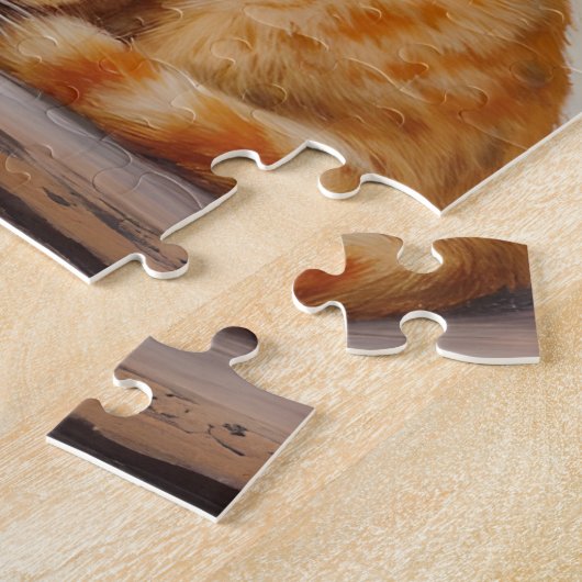 Sleeping Ginger Cat and Hydrangeas ジグソーパズル (側面)