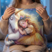 Sleeping Girl Unicorn Dreamscape クッション