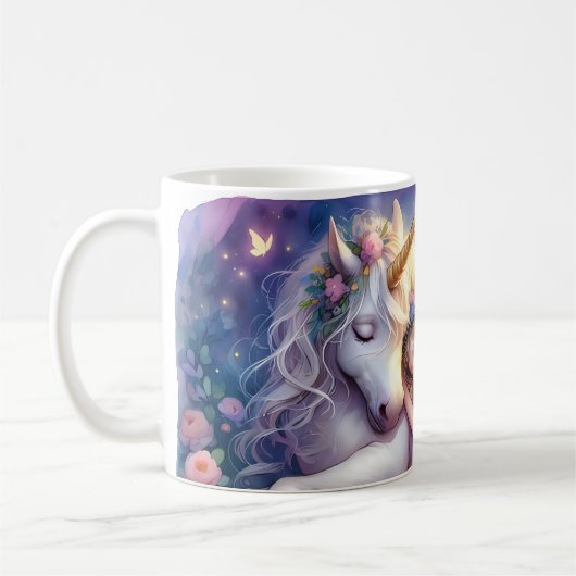 Sleeping Girl Unicorn Dreamscape コーヒーマグカップ (左)