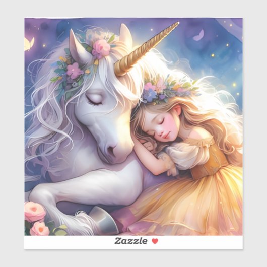 Sleeping Girl Unicorn Dreamscape シール (シート)
