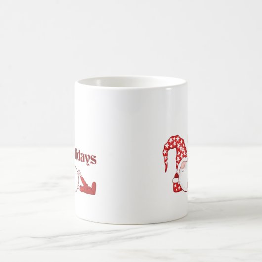 Sleeping Gnome Happy Holidays Funny コーヒーマグカップ (中央)