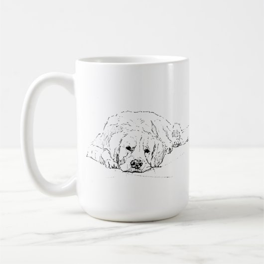 Sleeping Golden Retriever, Dog Drawing  コーヒーマグカップ (左)