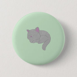 Sleeping Gray Kitten Button 缶バッジ