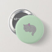 Sleeping Gray Kitten Button 缶バッジ (正面&裏面)