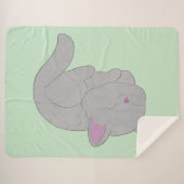 Sleeping Grey Kitten Blanket シェルパブランケット (正面(横))