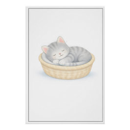 Sleeping Kitten Illustration – Premium Nursery Wal ポスター