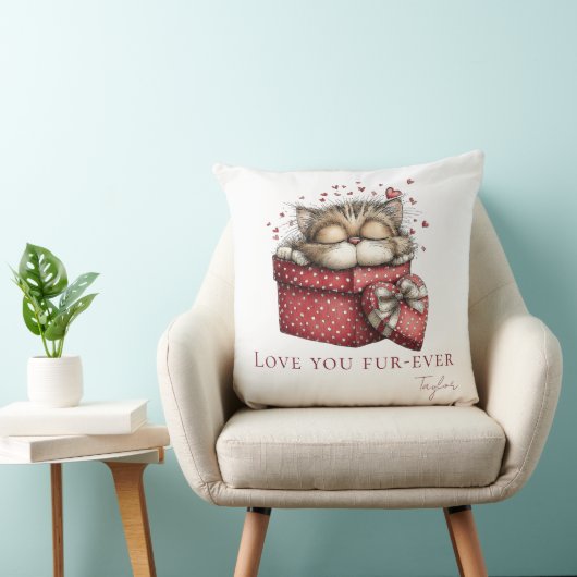 Sleeping Kitten Love You Fur-Ever Throw Pillow クッション (椅子)