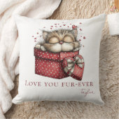 Sleeping Kitten Love You Fur-Ever Throw Pillow クッション (ブランケット)