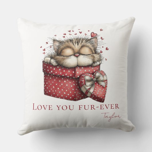 Sleeping Kitten Love You Fur-Ever Throw Pillow クッション (裏面)