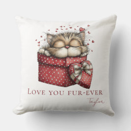 Sleeping Kitten Love You Fur-Ever Throw Pillow クッション