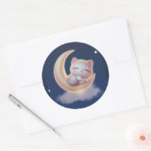 Sleeping Kitten Moon – Cute Kawaii Sticker ラウンドシール (封筒)