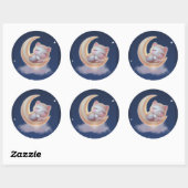 Sleeping Kitten Moon – Cute Kawaii Sticker ラウンドシール (シート)