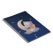 Sleeping Kitten on Moon – Cute Kawaii Cat Notebook ノートブック (右側)