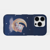 Sleeping Kitten on Moon – Cute Kawaii Phone Case iPhoneケース (裏面横)