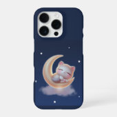 Sleeping Kitten on Moon – Cute Kawaii Phone Case iPhoneケース (裏面)