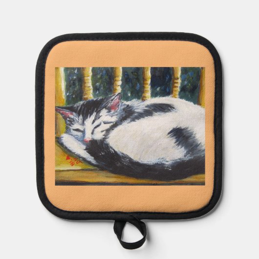 sleeping kitting on chair Oven Mitts & Pot Holders 鍋敷き (正面)