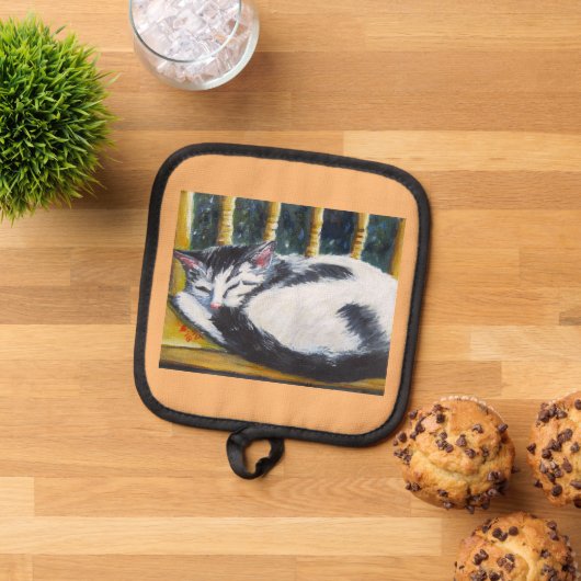 sleeping kitting on chair Oven Mitts & Pot Holders 鍋敷き (トップダウン)