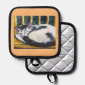 sleeping kitting on chair Oven Mitts & Pot Holders 鍋敷き (正面/裏面)