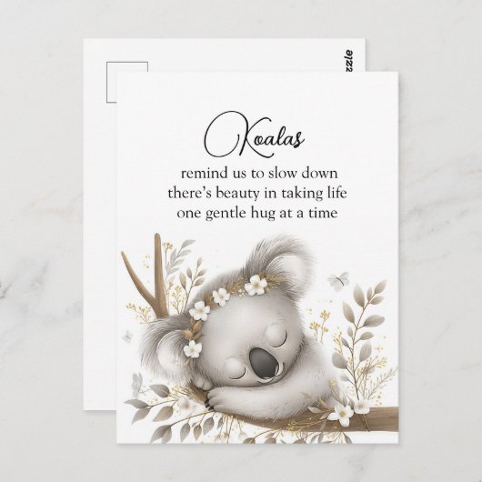 Sleeping Koala Cub ポストカード (正面/裏面)