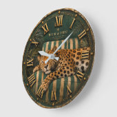Sleeping Leopard Luxury Jungle ラージ壁時計 (傾斜)