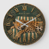 Sleeping Leopard Luxury Jungle ラージ壁時計 (正面)