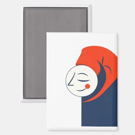 Sleeping man in night cap  マグネット (正面/裏面)