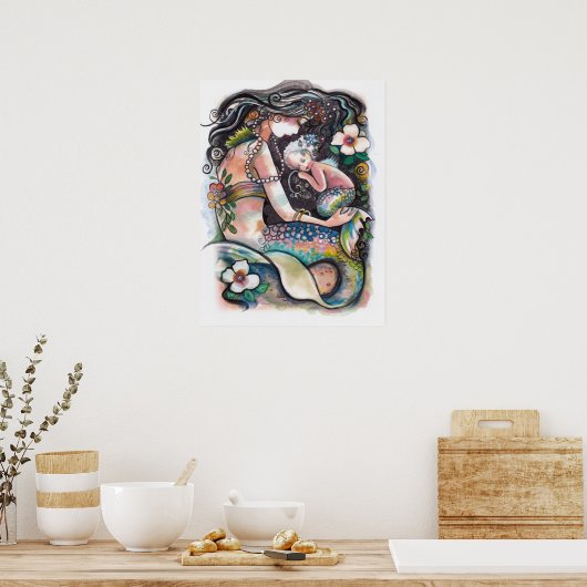 Sleeping Mermaids , mom and child ポスター (キッチン)