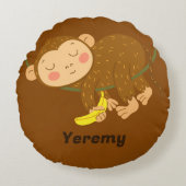 Sleeping Monkey Cartoon Round Pillow ラウンドクッション (正面)