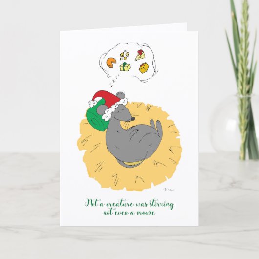 Sleeping Mouse Christmas Card Cute Holiday カード (正面)