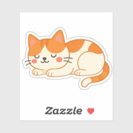 Sleeping Orange and White Cat – Cute Cartoon Style シール