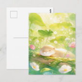 Sleeping Otter on Mossy Summer Log ポストカード (正面/裏面)