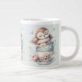 Sleeping Owl in Stacked Floral Teacups ジャンボコーヒーマグカップ (右)