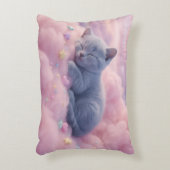 Sleeping Pastel Kitten on Fluffy Pink Clouds Art アクセントクッション (正面(垂直))