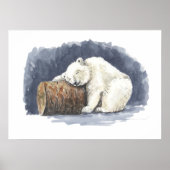 Sleeping polar bear, watercolor art ポスター (正面)