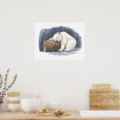 Sleeping polar bear, watercolor art ポスター (キッチン)