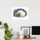 Sleeping polar bear, watercolor art ポスター (ホームオフィス)